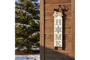 Christmas Themed Glitter Decoration "HOME" Sled Hanging Wooden Christmas Ornaments