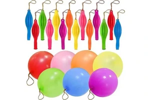 Assorted Color Heavy Duty Party Favors for Kids Bounce Balloons with Rubber Band Handle for Birthday Party