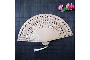8 Inch Wedding Folding Hand Fan As Wedding Gift Or Customized Hand Fan For Magazine Photos, With Engraved Logo