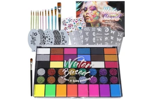 Face Paint 42 Color for Kids Non-Toxic Face Painting Water Based With Stencils Brush Face Paint Kit for Halloween