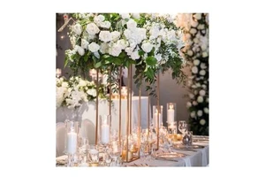 Set of Two Different Size Metal Gold Wedding Table Centerpiece Event Road Lead Wedding Decoration Flower Stand Centerpiece