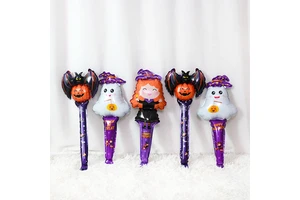 Happy Halloween Foil Balloon Halloween Party Atmosphere Party Supplies Halloween Handheld Stick Balloon