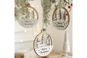 Wanuocraft Handmade Christmas Wooden Hanging Ornaments 100pcs New Style European Style High Quality Environment-Friendly