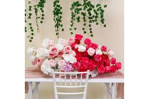 WG240039 Artificial Table Flowers Wholesale Wedding Floor Aisle Flower Row Decoration Wedding Table Flowers