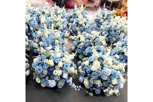 Artificial Wedding Table Floral Arrangements Decoration Silk White and Blue Rose Wedding Centerpieces Flower Ball for Sale