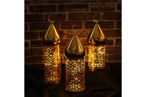 Ramadan Supplies Middle East Mosque Retro Metal Lamp Battery Powered Durable LED Light Home Ornament Muslim Islam Eid Mubarak