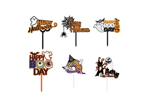 Halloween Series Cake Topper Acrylic Alphabet Pumpkin Bat Cartoon Style Halloween Cake Decoration Supplies