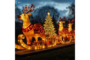 SGL68 Winter Event Lantern Decoration Park Lantern Christmas Deer Silk Lantern For Sale
