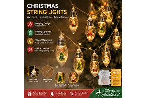 Christmas String Lights Battery Operated Hanging Decorative Fairy Lights Warm White LED for Christmas Tree Home Party