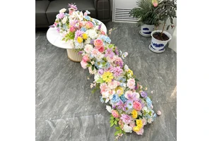 Wholesale Elegant Floral Table Runner Custom Artificial Silk Flower for Wedding Events Arrangements Decorations