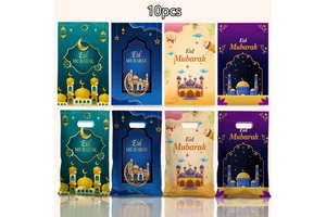 Ramadan Gift Bags Set of 10pcs Islamic Design Party Favor Bags Crescent Moon Mosque Patterns Eid Mubarak Celebration Supplies