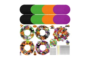 470 Pcs Halloween Craft Kit for Kids DIY Wreath Making Set with Foam Decorations Non-Toxic Creative Party Craft Supplies