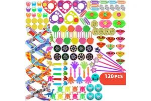 120PCS Kids Party Favors Bulk Pack Carnival Goodie Bag Toy Set for Boys Girls Birthday Celebration Classroom Prizes School Event