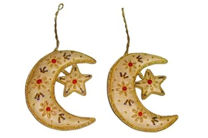 Moon & Star Zari Work Hanging I Islamic Festival Décor for Ramadan & Eid | Decorative Fabric Ornament | Bulk Wholesale Supplier
