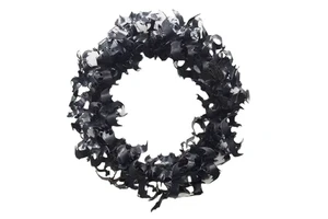 Gothic Halloween Wreath Adorned with Black Bats for Spooky Seasonal Decor