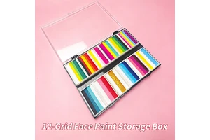 Bulk 12-Grid Split Cake Face Paint Palette | Water-Based One-Stroke Face Paint | Portable Storage Case | Festival Wholesale