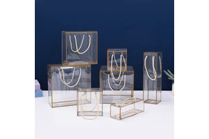 Recycled Materials Clear Plastic PVC Gift Storage Bag With Rope Handle PET Folded Transparent Wine Box For Bouquets Flower Toys