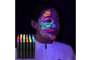 GP Private Logo Waterproof Twist Face Painting Crayon Stick Glow In The Dark Washable Non-Toxic UV Neon Face Paint Pen