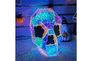 Colorful Glowing Skull Halloween Party Decorations Creative Ghost Night Light Ornaments Eco-friendly PET+LED Material High