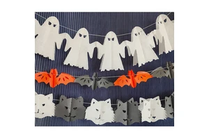 Halloween Decorations Elf Tissue Paper Garland 12' Length 4-Color Printed Eco-Friendly CE-6644