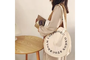 Custom Printed Logo Canvas Gift Cloth Round Bag Reusable Shopping Cotton Tote Bags for Women
