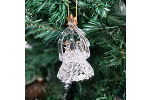 SET of 6 GLASS NATIVITY LED ORNAMENTS for CHRISTMAS DECORATION