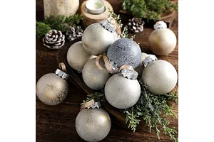 Hot Selling Christmas Ball Ornaments 2.36'' Textured Neutral Christmas Tree Ball for Xmas Rustic Decor