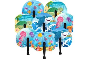 Folding Handheld Fans Baby Shower Favors Summer Holiday Wedding Birthday Gifts Ocean Theme Paper Fans Party Supplies Decorative