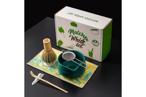 Japanese Set Matcha Bowl Bamboo Scoop Matcha Ceremony Set Ceramic Bowl Whisk Matcha Bamboo Tea Whisk Essential Set Gift Box