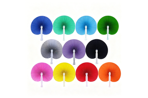 Hot Selling Advertising Blank Folding Fans Multi-color Option Plastic Bone Round Paper Fan For Wedding Gift Party