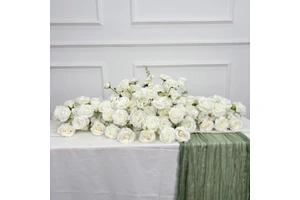 White Wedding Artificial Flower Decoration Set Premium Artificial Flower Runner White Wedding Table Centerpiece Decoration