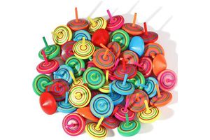 Colorful Party Novelty Gyroscopes Toy Educational Rainbow Spin Tops for Games Birthday Gifts Wood Spinning Tops for Kids