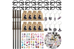 92Pcs Wizard Party Favors for Kids with Glasses Frames, Wand Pencils & Gift Bags, Goodie Bag Fillers Birthday Party Supplies