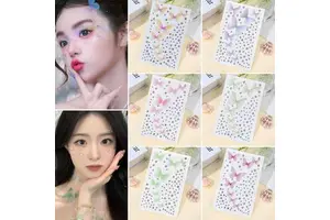 Fairy Butterfly Eye Stickers Makeup 3D Crystal Face Jewels Self Adhesive Face Gem Stickers For Festival Cosplay