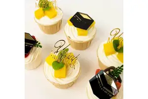 6pcs/set Umrah Text Kaaba Picks Islamic Acrylic Black Gold Umrah Mubarak Cupcake Topper