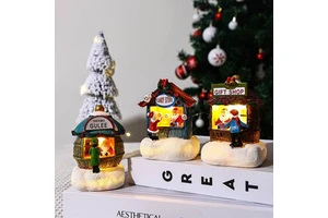 SHUANGYUAN Christmas Decorations Resin Ornaments & Crafts Personalized Led House & Figurines for Desktop for Holiday Decor