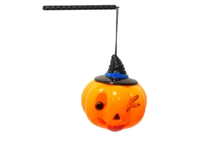 Halloween Kids Handheld Pole Pumpkin Lantern with Black Witch Hat, Light-Up Spooky Trick-or-Treat Decoration Party Supplies