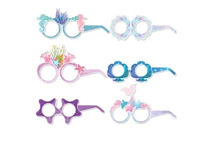 New Design Cute Mermaid Favors Funny Paper Party Glasses for Summer Party Children's Decoration Festival Party Photo Props