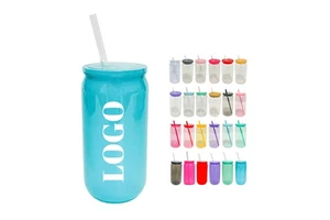 Wholesale Custom Logo 16oz Plastic Mason Jar Beer Tumbler Cups With Straws Food Grade & BPA Free For Camping & Wedding Party