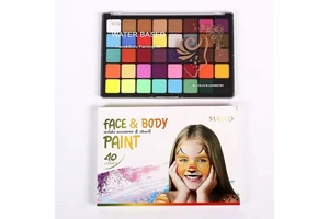 Hadiyah Factory 40 Color Hypoallergenic Natural Plant-Based Water-based Face Paint Palette 280g Kids Cosplay Body Art Painting