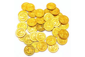 2026 Artificial Pirate Gold Plastic Coins F-ak-e Game Chips Lottery Props for Party Decorations Treasure Hunt Games 100-Piece