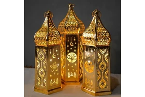 Ramadan Decorations-Durable Metal Handmade Ramadan Reusable Sustainable Glow Decorations Alternative Disposable Seasonal Indoor