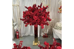 Artificial Floral Balls Silk Red Rose Hyacinth Table Flower Ball Centerpiece Arrangement for Wedding Decoration