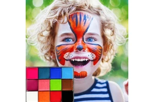 Water Proof 12-Color Professional Rainbow Split Face Paint Waterproof Kids Makeup Body Painting Supplies for Halloween Children