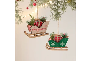 Factory Direct Sale Cartoon Wooden Pendant Santa Red and White Christmas Tree Decoration Atmosphere Decoration Supplies