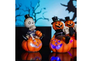 Halloween Decorations Creative Luminous Skull Ornaments Colorful Flashing Pumpkin Lanterns Ghost Festival Party Layout Props