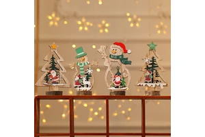 Wooden Christmas Decorations DIY Snowman Santa Claus Christmas Tree Creative Craft Christmas Ornaments