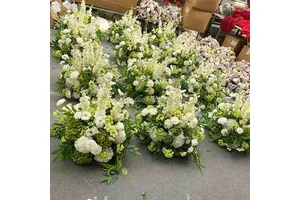 Elegant White & Green Artificial Floral Centerpiece Set Handmade Wedding Table Flower Decor for Ceremony