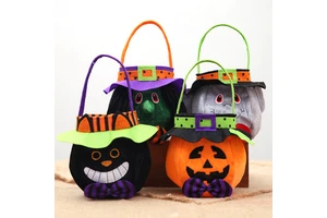Halloween Decoration Supplies Round Bag with Hood Ghost Festival Children's Candy Gift Pumpkin Bag