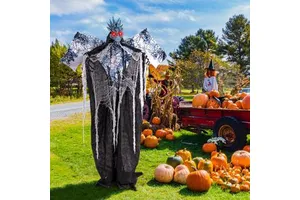 6ft Posable Halloween Animatronic Decoration with Light-Up Eyes and Wings/Arms for Festive Decorations